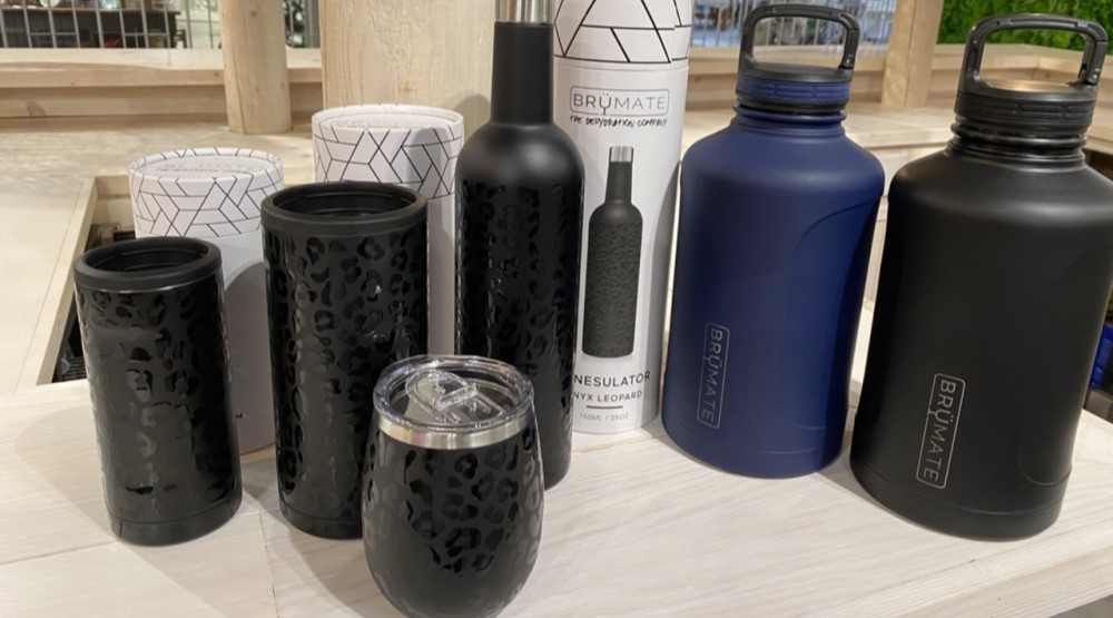 These black "winesulators," and insulated pint and wine glasses have a subtle wink to the trendy leopard print pattern. Bru.Mate brumate.com
