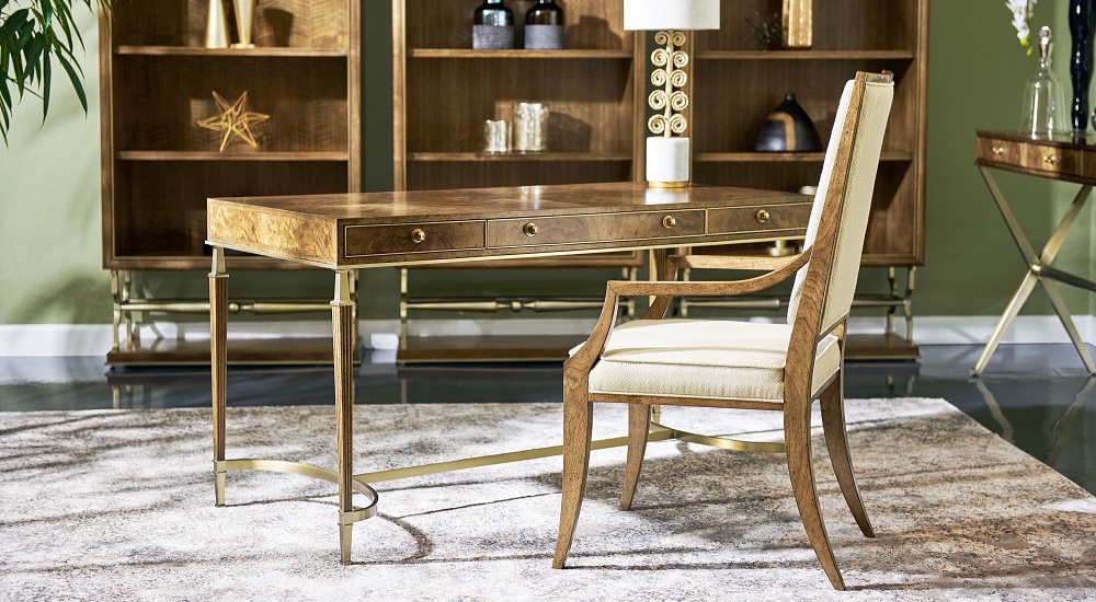 The Barcelona collection by Jonathan Charles is made with bleached walnut veneers and includes this desk and chair.