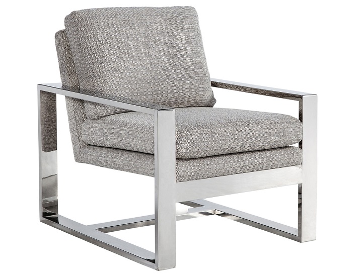 A simple yet striking metal frame gives the Avalon chair from Spectra Home’s collaboration with designer and HGTV star Christina Anstead a very clean silhouette.